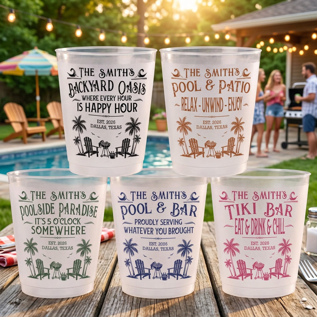 Family & Friends Pool & Bar Party Favors, Proudly Serving Whatever You Brought Summer Vacation - Personalized Cups
