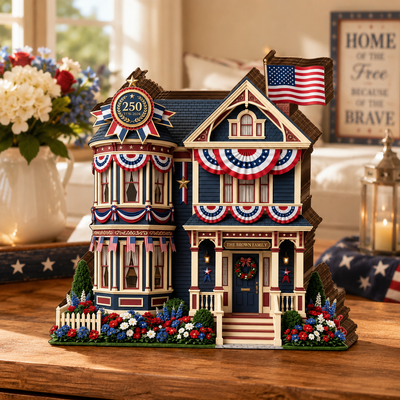 USA 250 Years Anniversary Wooden Block | Personalized Wood Block | Patriotic USA Flag Shelf Decoration