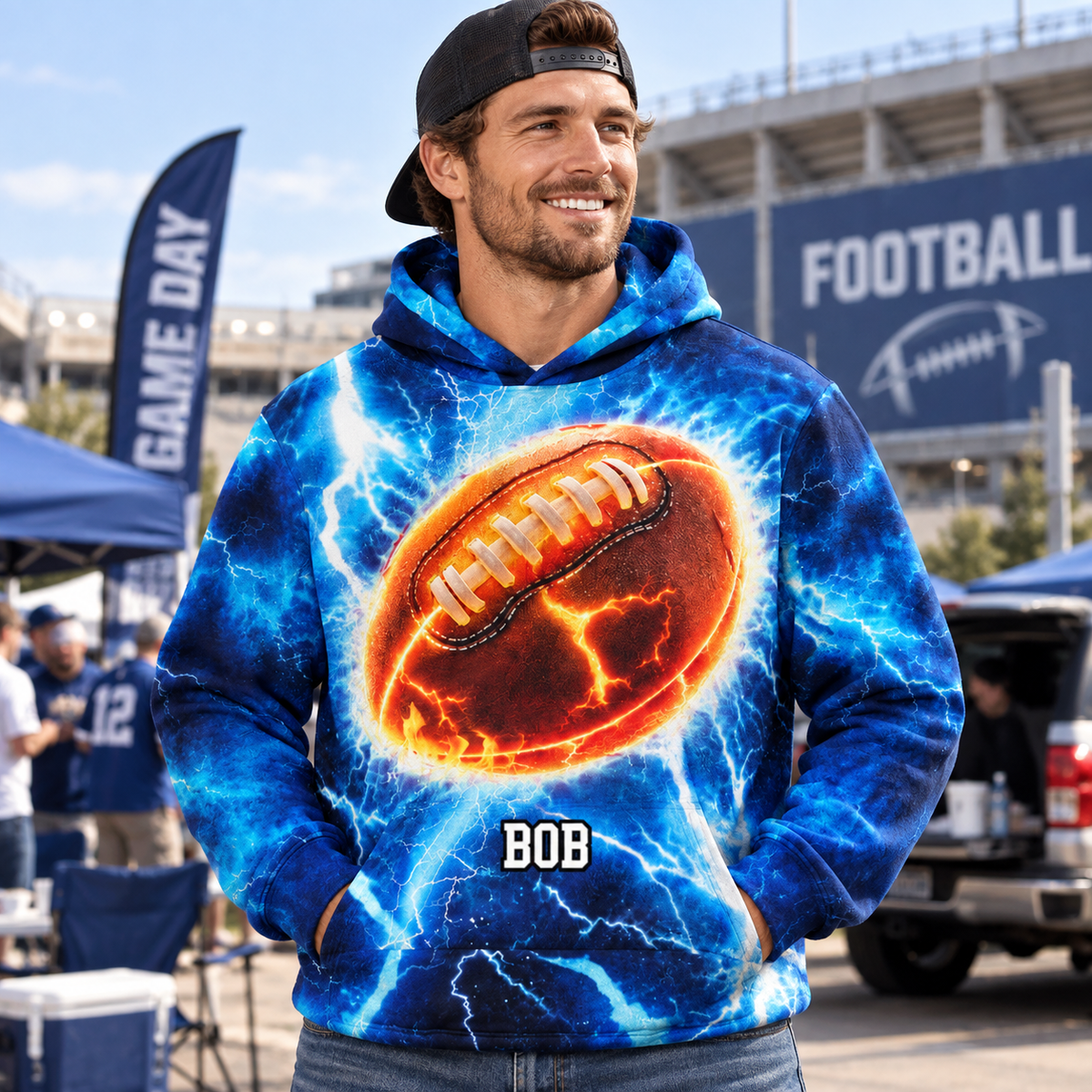 Flame Design For Baseball, Softball, Soccer, Football, Basketball, Hockey Lover - Personalized Hoodie