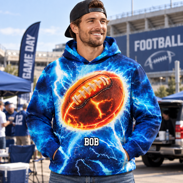 Flame Design For Baseball, Softball, Soccer, Football, Basketball, Hockey Lover - Personalized Hoodie