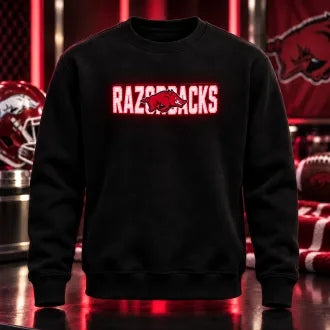 NCAA American Football LED Glow Sweatshirt – College Team Logo Design, Game Day Gift for Football Fans