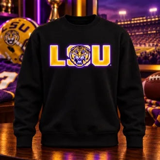 NCAA American Football LED Glow Sweatshirt – College Team Logo Design, Game Day Gift for Football Fans