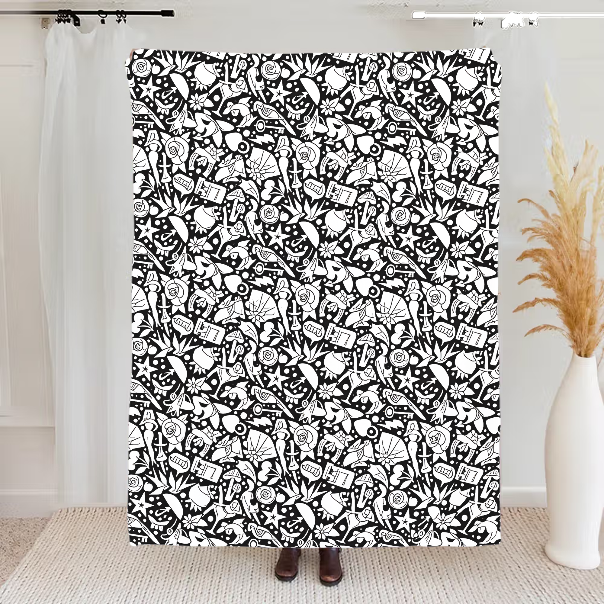 DIY Drawing Blanket with 24 Colors Markers, Doodle Your Own Blankets, Customizable Washable Paint & Play Blankets for Adults