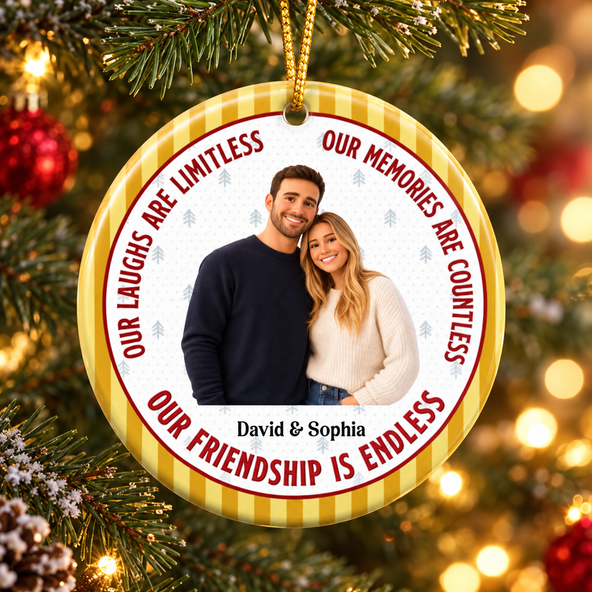 Personalized Friendship Photo Ornament – AI Cartoon Portrait Design, Christmas Tree Decor Gift for Best Friends
