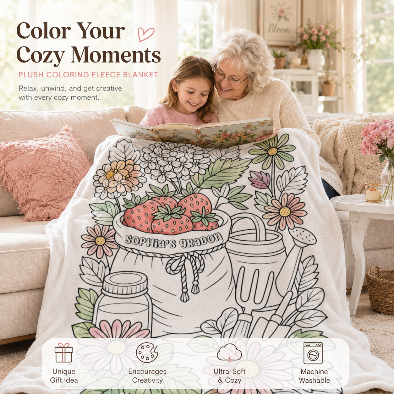 DIY Drawing Blanket with 24 Colors Markers, Doodle Your Own Blankets, Customizable Washable Paint & Play Blankets for Kids，Adults