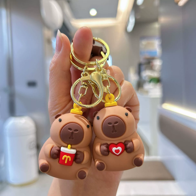 Cute Capybara Keychain — Bestselling Backpack Charm, Gift Accessory, Car Key Chain, Plush Figurine