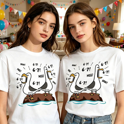 Funny Seagulls Calling Miss! 6-7 Bruh！- Personalized Shirt Playful Gift For Friends, Besties