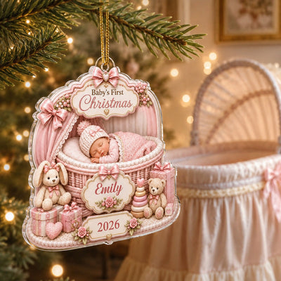 Baby's First Christmas Custom Baby Name - Personalized Acrylic Ornament - Newborn Girl Boy Gift, Heartfelt Keepsake