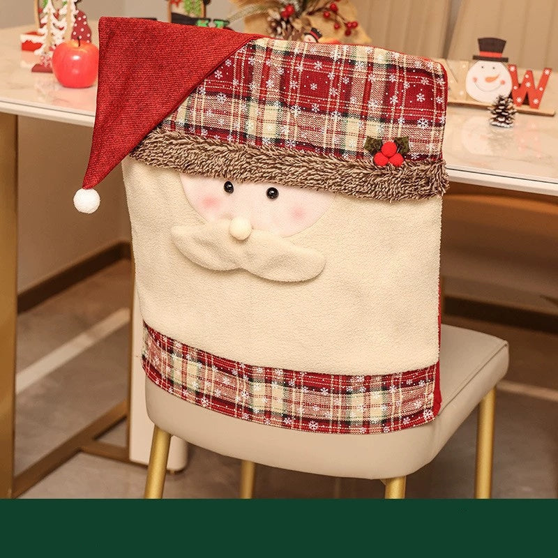 Christmas Chair Back Cover – Assorted Festive Character Designs, Holiday Dining Decor Gift for Family
