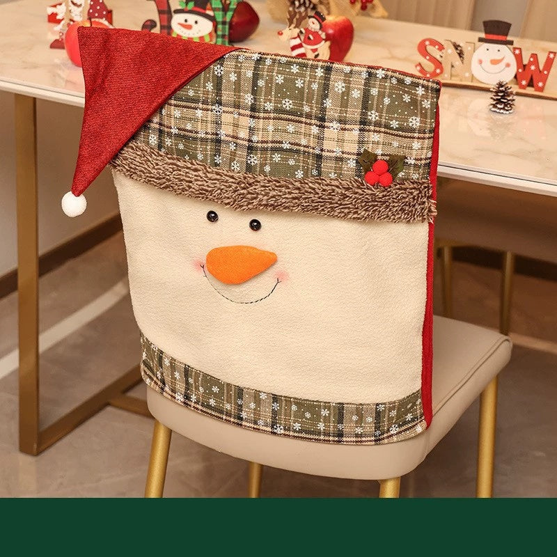Christmas Chair Back Cover – Assorted Festive Character Designs, Holiday Dining Decor Gift for Family