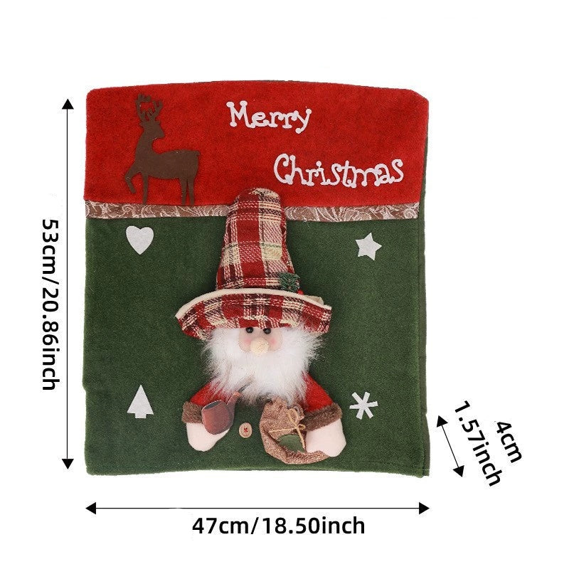 Christmas Chair Back Cover – Assorted Festive Character Designs, Holiday Dining Decor Gift for Family