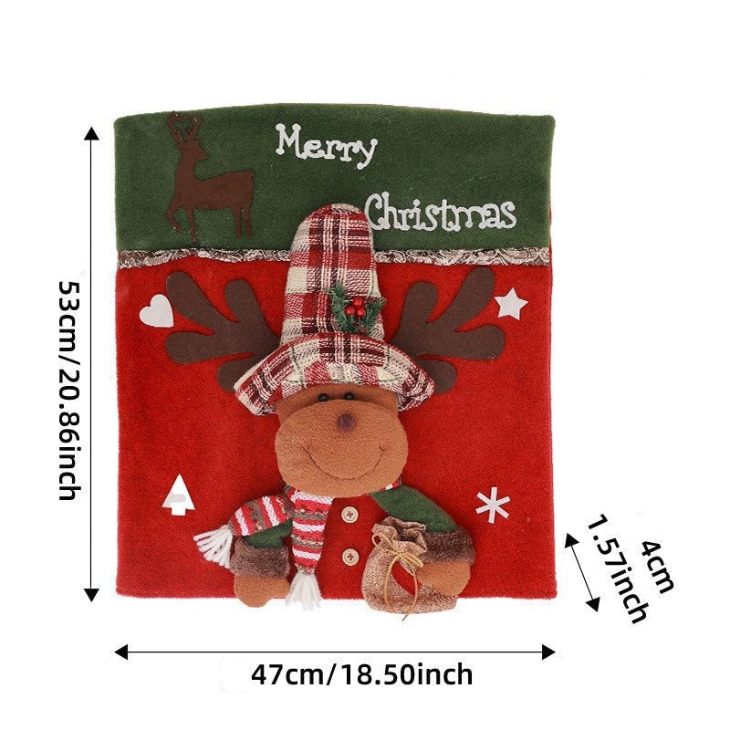 Christmas Chair Back Cover – Assorted Festive Character Designs, Holiday Dining Decor Gift for Family