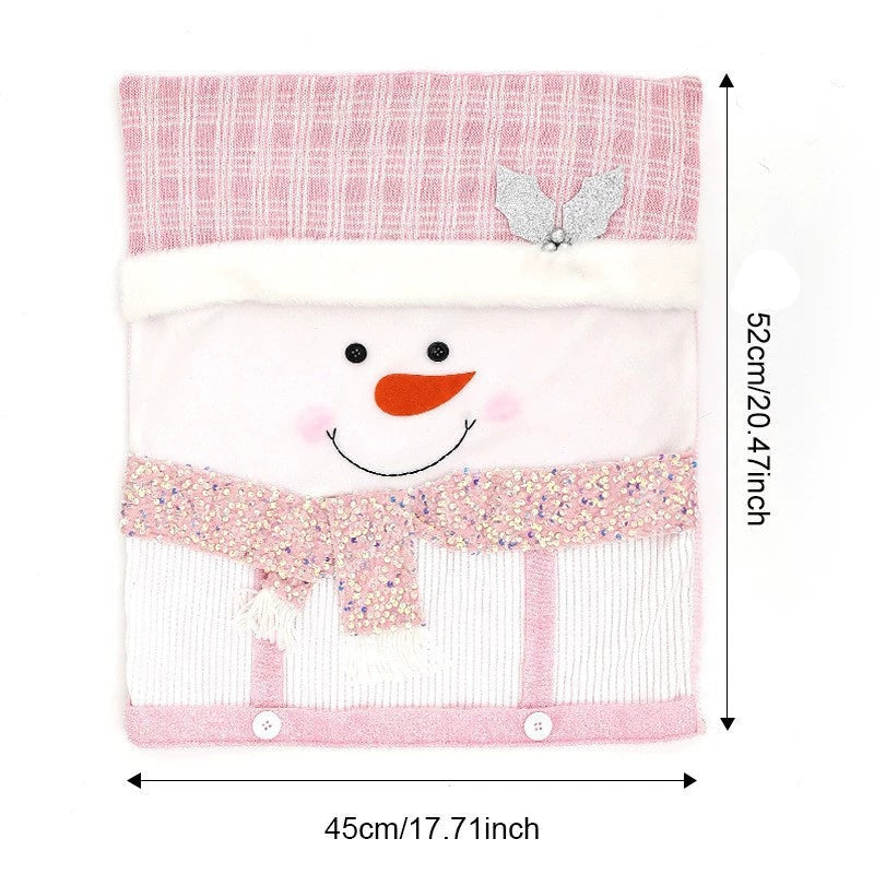 Christmas Chair Back Cover – Assorted Festive Character Designs, Holiday Dining Decor Gift for Family