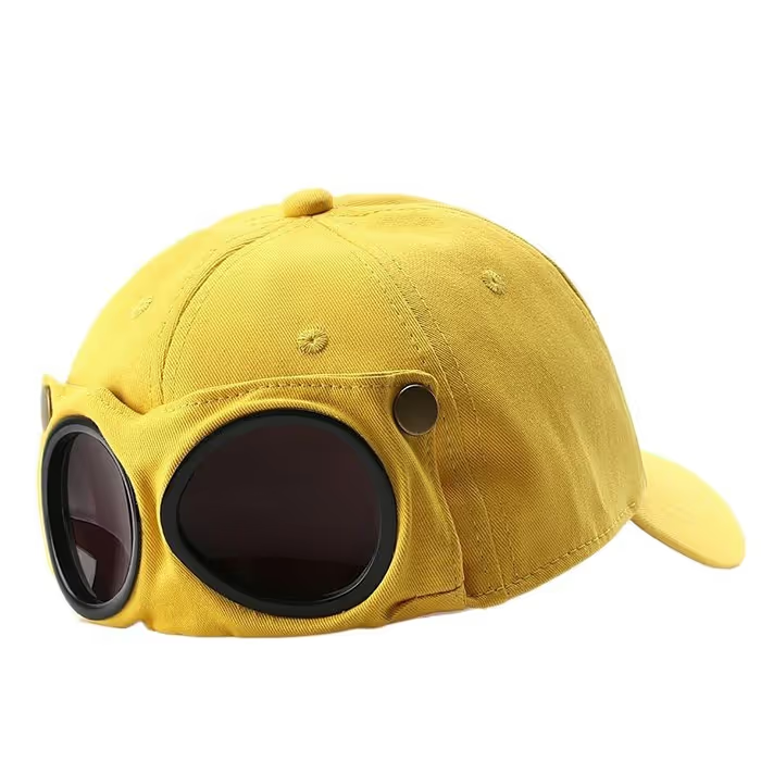 Pilot Goggles Baseball Cap – Retro Aviator Hat with Built-In Side Goggles for Outdoor Adventure, Gift for Men & Aviation Lovers