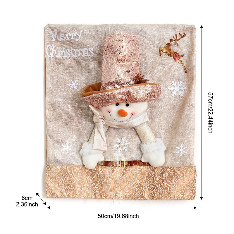 Christmas Chair Back Cover – Assorted Festive Character Designs, Holiday Dining Decor Gift for Family