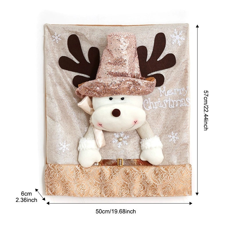 Christmas Chair Back Cover – Assorted Festive Character Designs, Holiday Dining Decor Gift for Family
