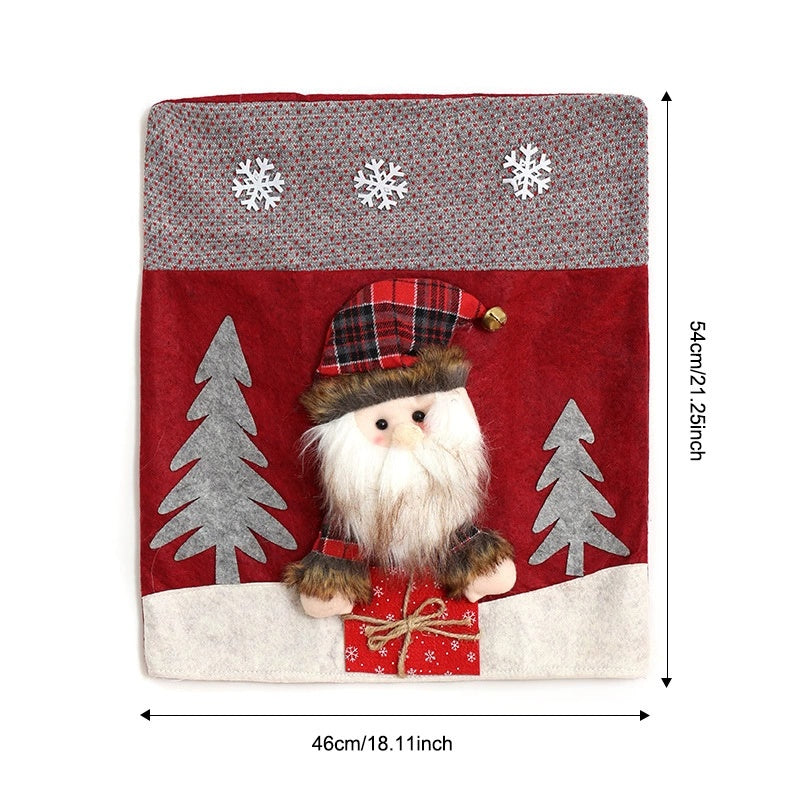 Christmas Chair Back Cover – Assorted Festive Character Designs, Holiday Dining Decor Gift for Family