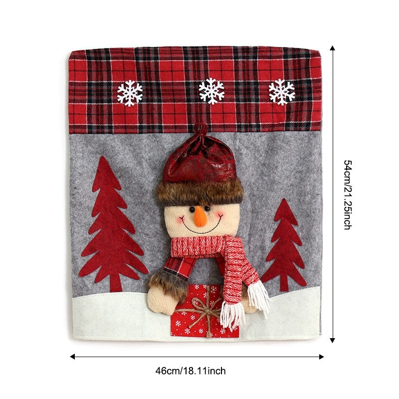 Christmas Chair Back Cover – Assorted Festive Character Designs, Holiday Dining Decor Gift for Family