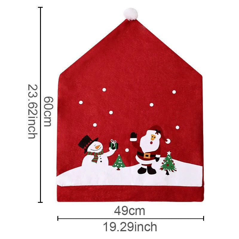 Christmas Chair Back Cover – Assorted Festive Character Designs, Holiday Dining Decor Gift for Family