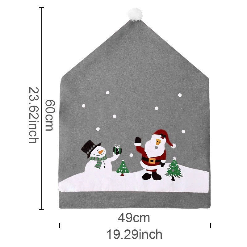 Christmas Chair Back Cover – Assorted Festive Character Designs, Holiday Dining Decor Gift for Family
