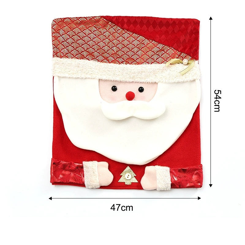 Christmas Chair Back Cover – Assorted Festive Character Designs, Holiday Dining Decor Gift for Family
