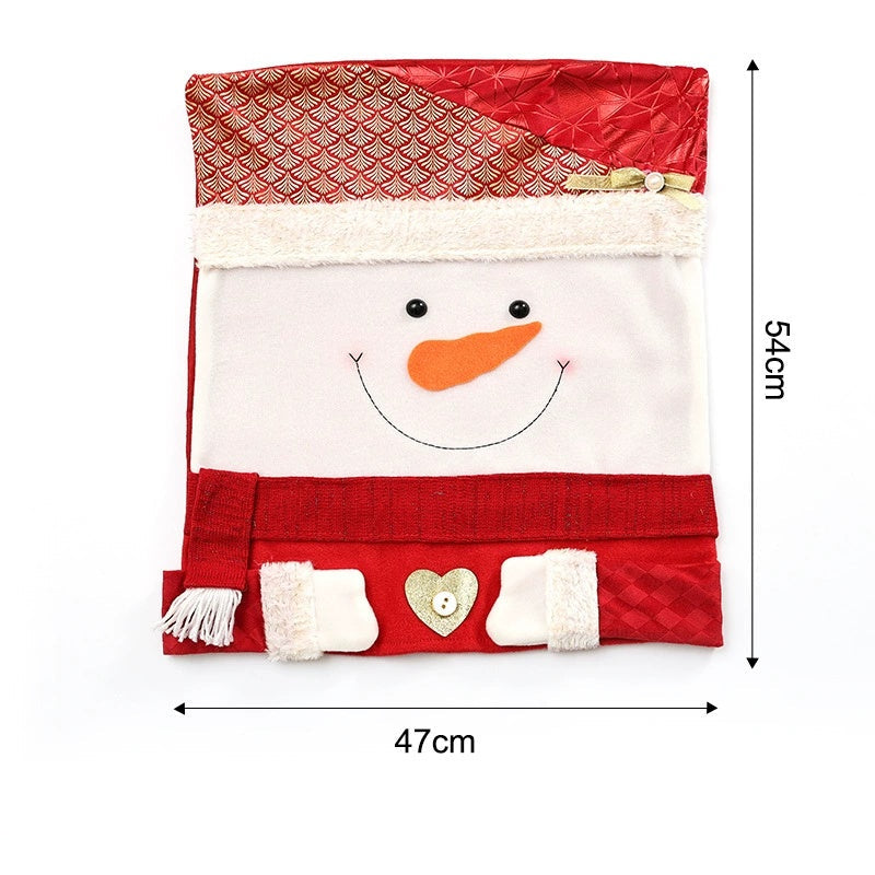 Christmas Chair Back Cover – Assorted Festive Character Designs, Holiday Dining Decor Gift for Family