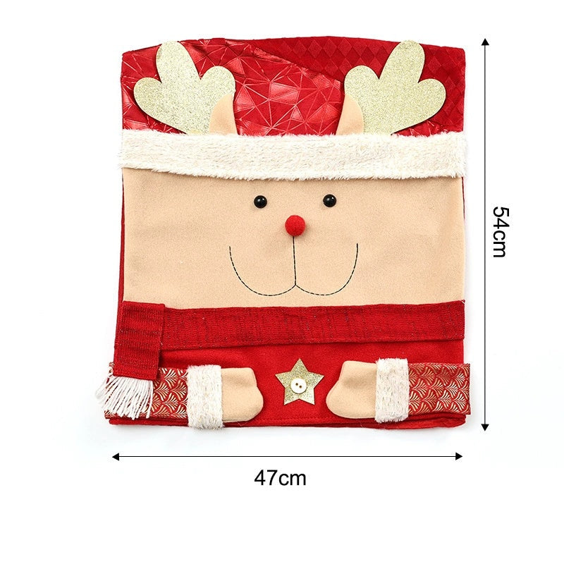 Christmas Chair Back Cover – Assorted Festive Character Designs, Holiday Dining Decor Gift for Family