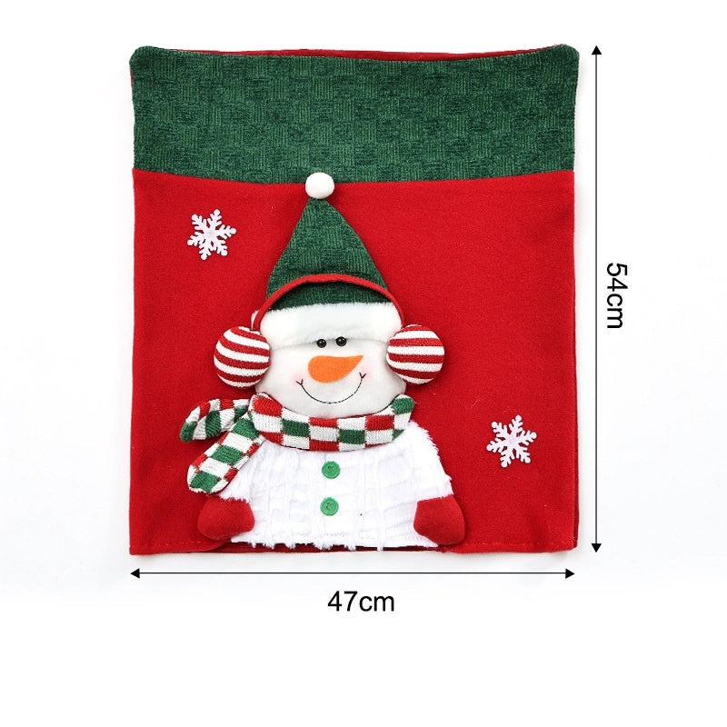 Christmas Chair Back Cover – Assorted Festive Character Designs, Holiday Dining Decor Gift for Family