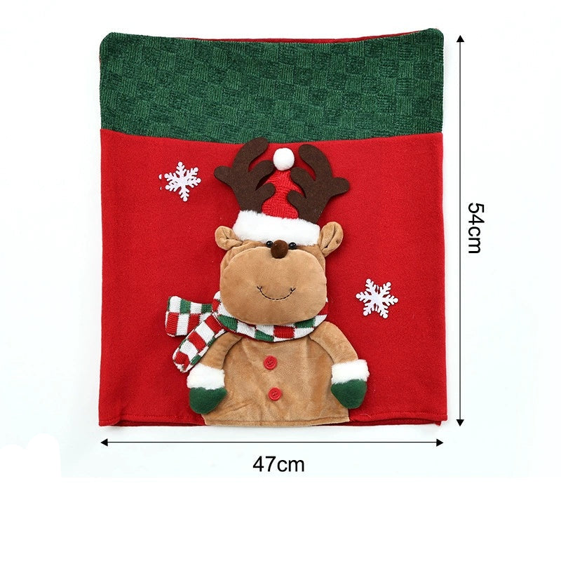 Christmas Chair Back Cover – Assorted Festive Character Designs, Holiday Dining Decor Gift for Family