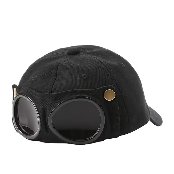 Pilot Goggles Baseball Cap – Retro Aviator Hat with Built-In Side Goggles for Outdoor Adventure, Gift for Men & Aviation Lovers