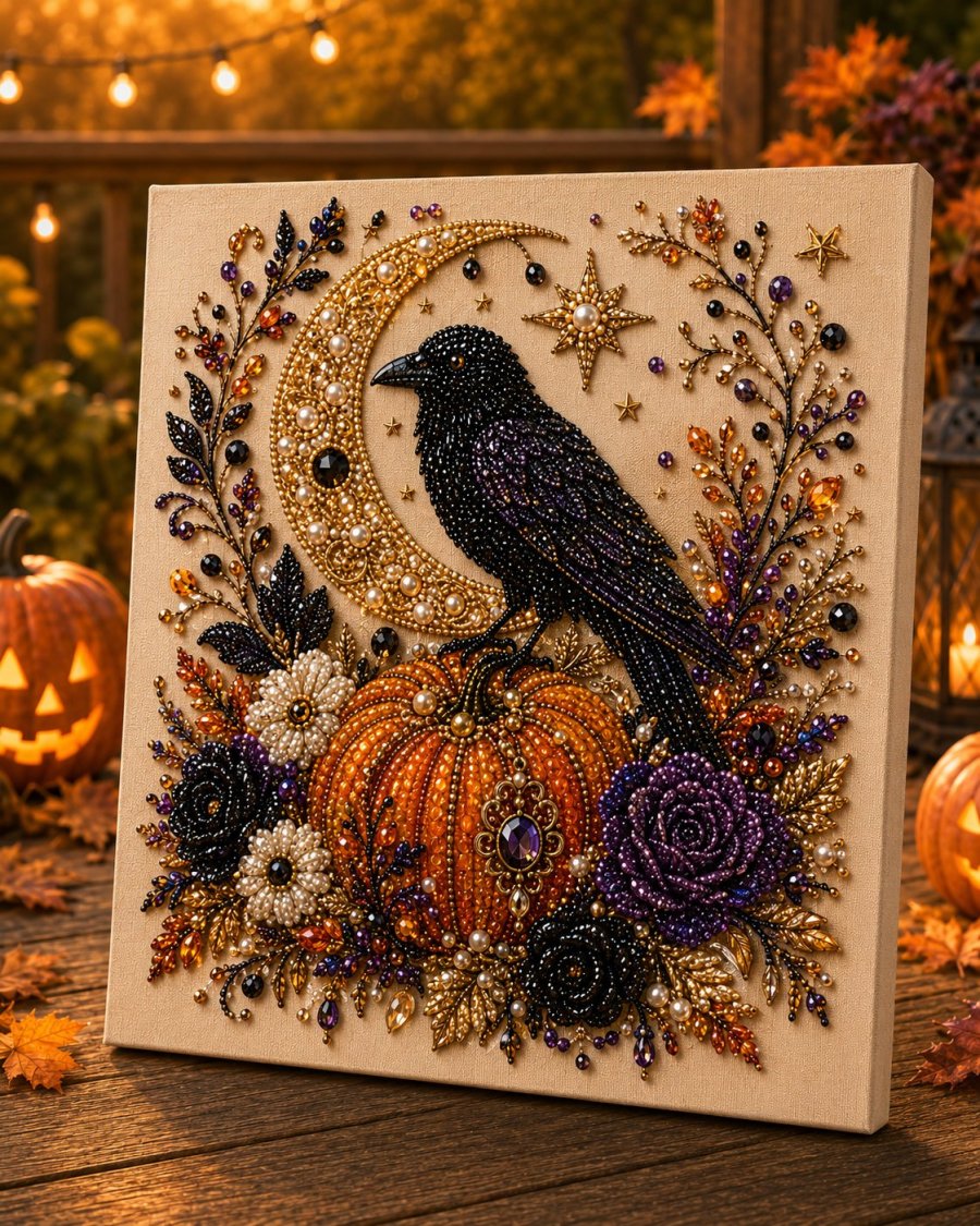 Halloween Ghost Pearl Art DIY Kit, Spooky Cute 3D Diamond Painting Crafts for Adults, DIY Fall Home Decor Wall Art, Beginner DIY Seasonal Party Gift