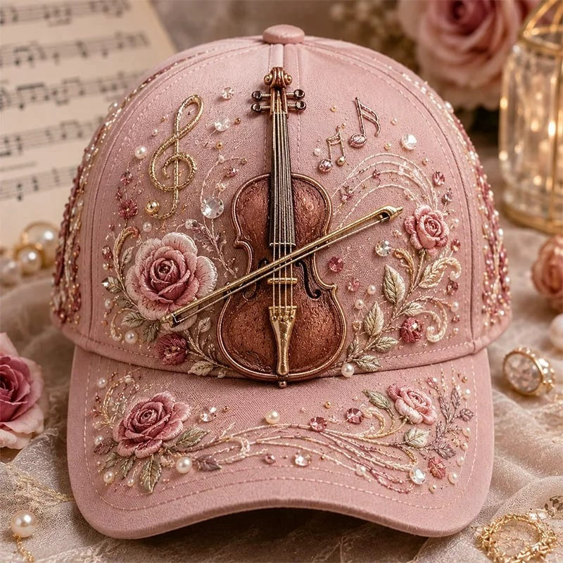 3D Music Print Baseball Cap – Floral Instrument Design for Music Festivals & Summer Outings, Gift for Women and Music Lovers
