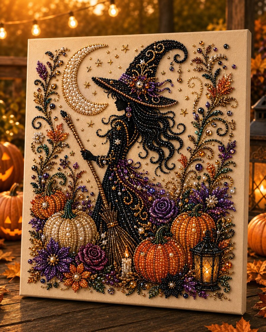Halloween Ghost Pearl Art DIY Kit, Spooky Cute 3D Diamond Painting Crafts for Adults, DIY Fall Home Decor Wall Art, Beginner DIY Seasonal Party Gift