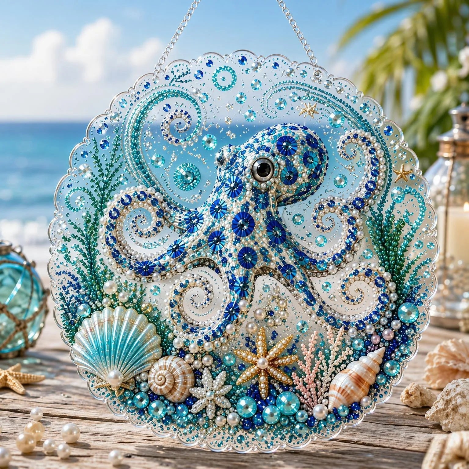Ocean Pearl Art DIY Hanging Ornament Kit, Acrylic Hanging Ornament for Window Home Decor