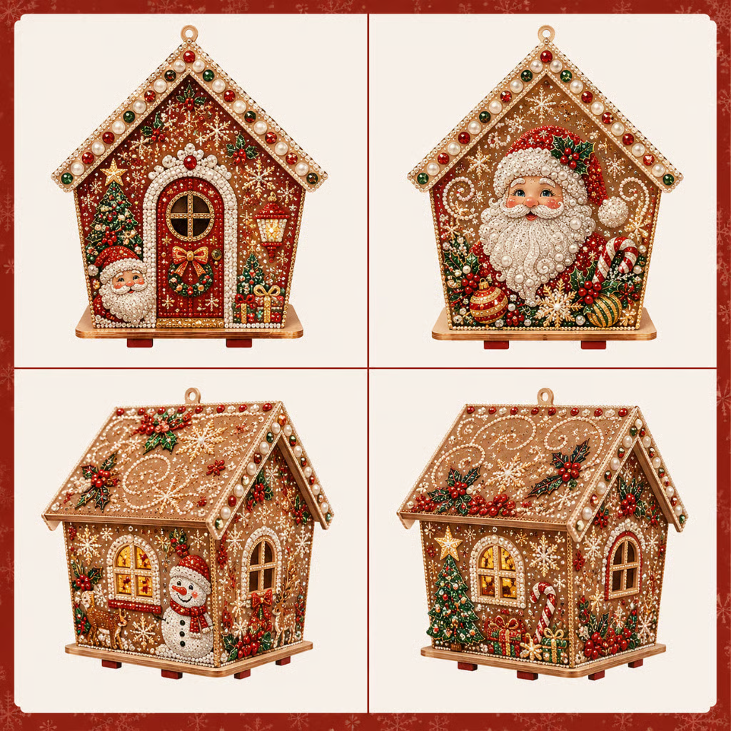 DIY Pearl Art Kit – 3D Handmade Christmas House Decoration, Holiday Craft Gift for Family & Friends