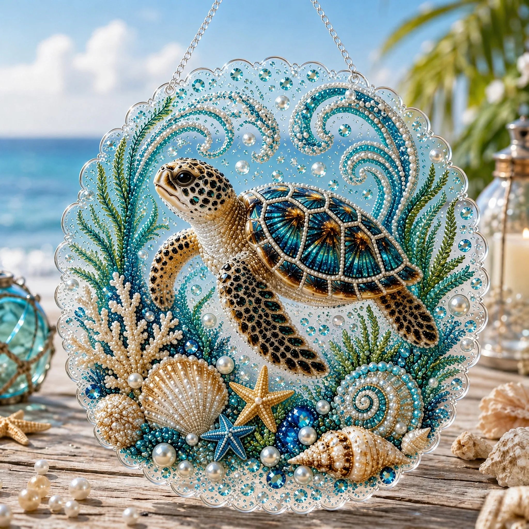 Ocean Pearl Art DIY Hanging Ornament Kit, Acrylic Hanging Ornament for Window Home Decor