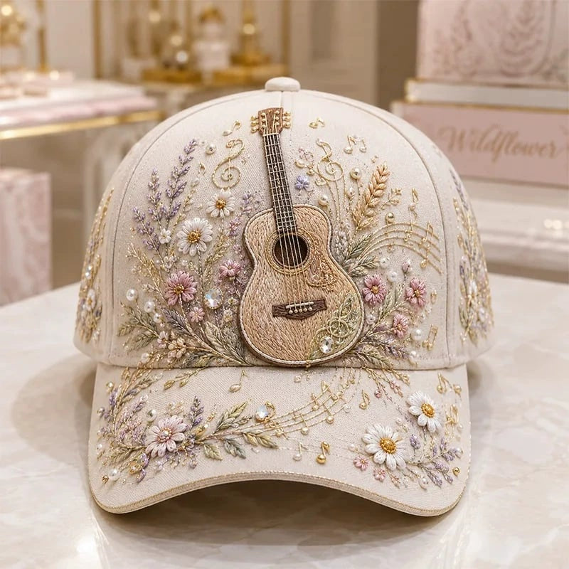 3D Music Print Baseball Cap – Floral Instrument Design for Music Festivals & Summer Outings, Gift for Women and Music Lovers