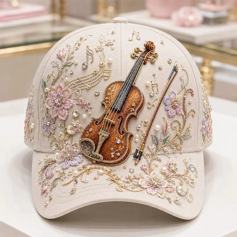 3D Music Print Baseball Cap – Floral Instrument Design for Music Festivals & Summer Outings, Gift for Women and Music Lovers