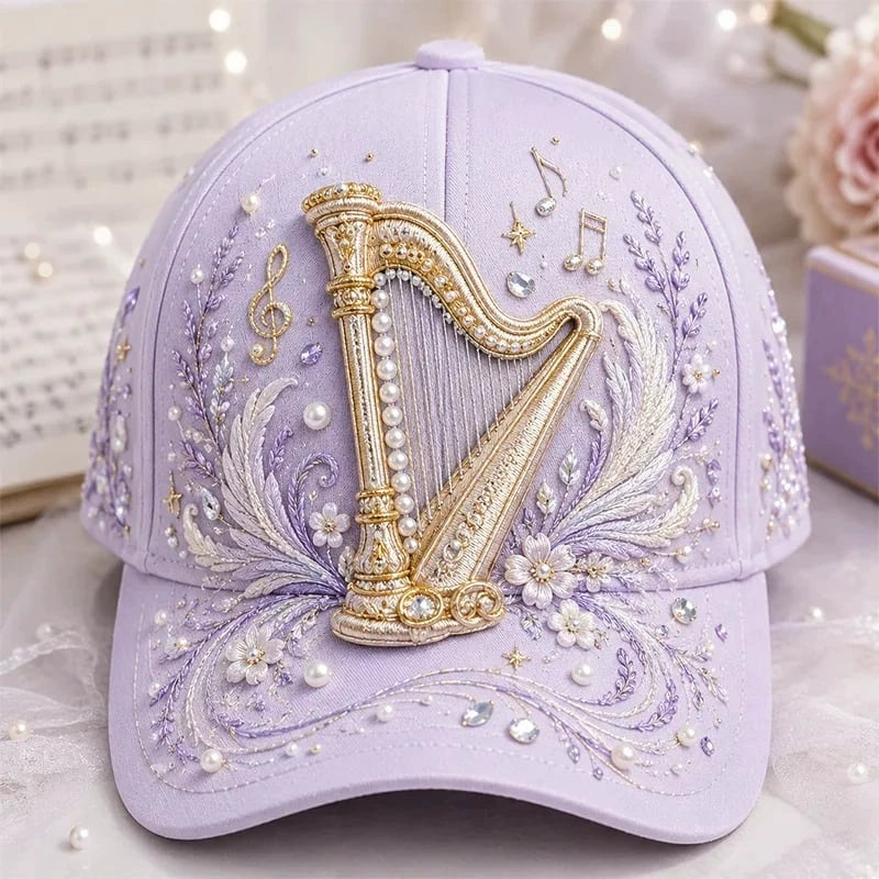 3D Music Print Baseball Cap – Floral Instrument Design for Music Festivals & Summer Outings, Gift for Women and Music Lovers