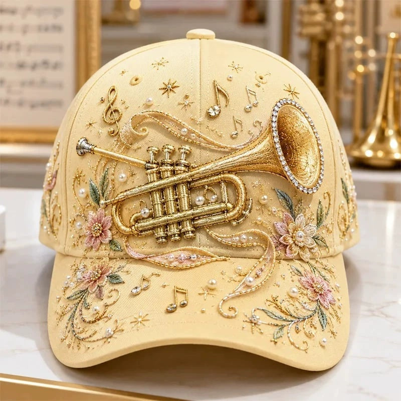 3D Music Print Baseball Cap – Floral Instrument Design for Music Festivals & Summer Outings, Gift for Women and Music Lovers