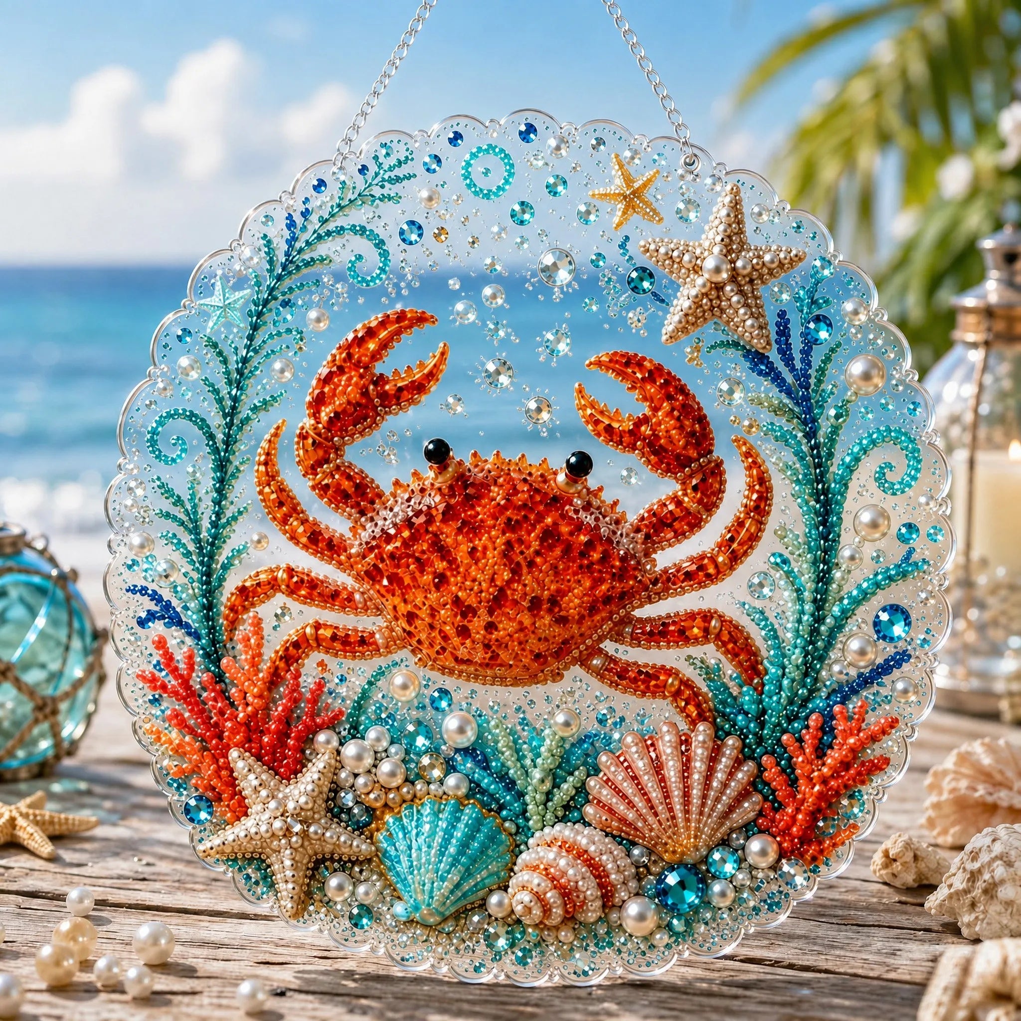 Ocean Pearl Art DIY Hanging Ornament Kit, Acrylic Hanging Ornament for Window Home Decor
