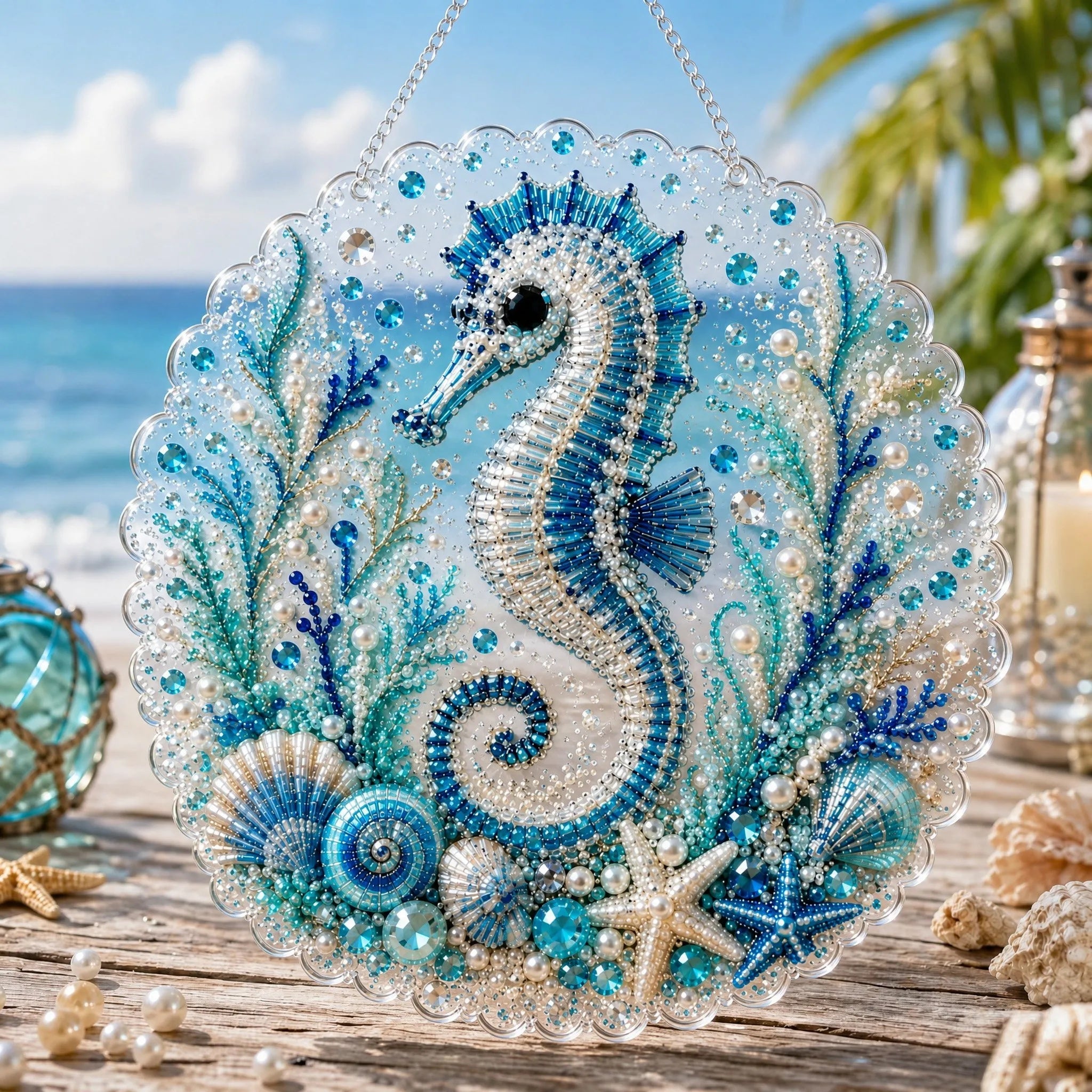 Ocean Pearl Art DIY Hanging Ornament Kit, Acrylic Hanging Ornament for Window Home Decor