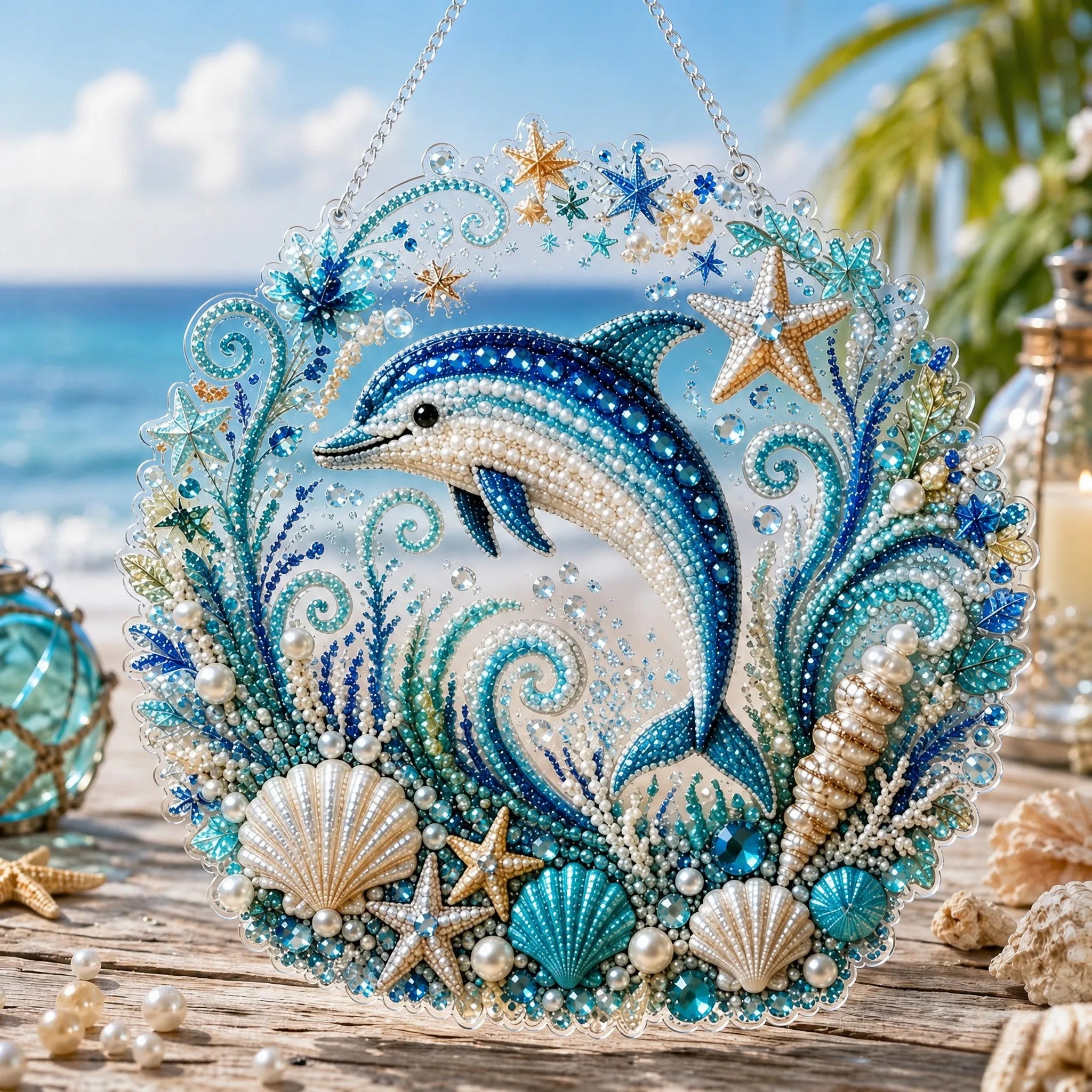 Ocean Pearl Art DIY Hanging Ornament Kit, Acrylic Hanging Ornament for Window Home Decor