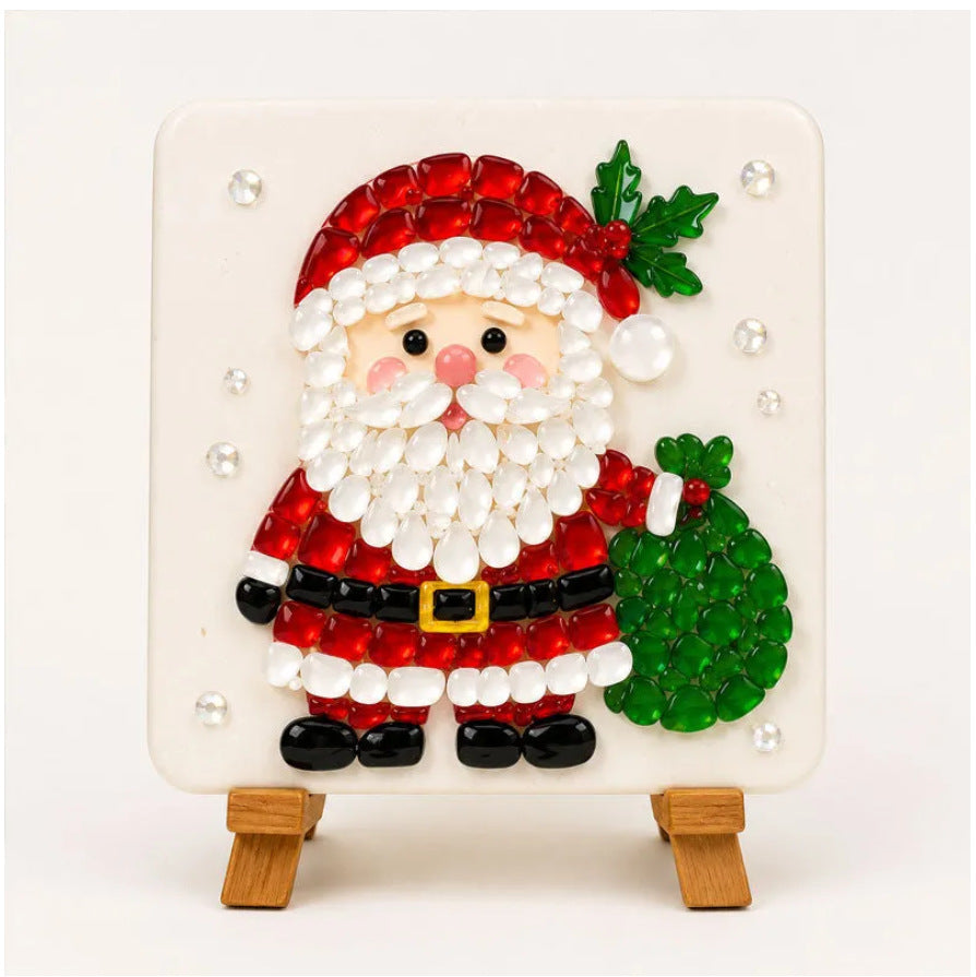 Christmas Reindeer DIY Pearl Art Kit – Holiday Craft Gift for Kids, Adults & Families with Wooden Display Stand