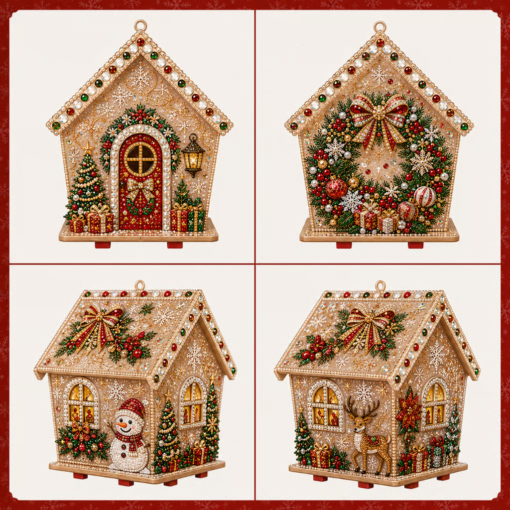 DIY Pearl Art Kit – 3D Handmade Christmas House Decoration, Holiday Craft Gift for Family & Friends