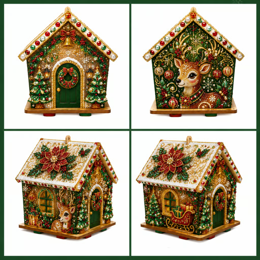 DIY Pearl Art Kit – 3D Handmade Christmas House Decoration, Holiday Craft Gift for Family & Friends