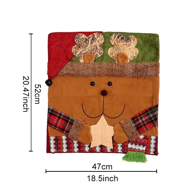 Christmas Chair Back Cover – Assorted Festive Character Designs, Holiday Dining Decor Gift for Family