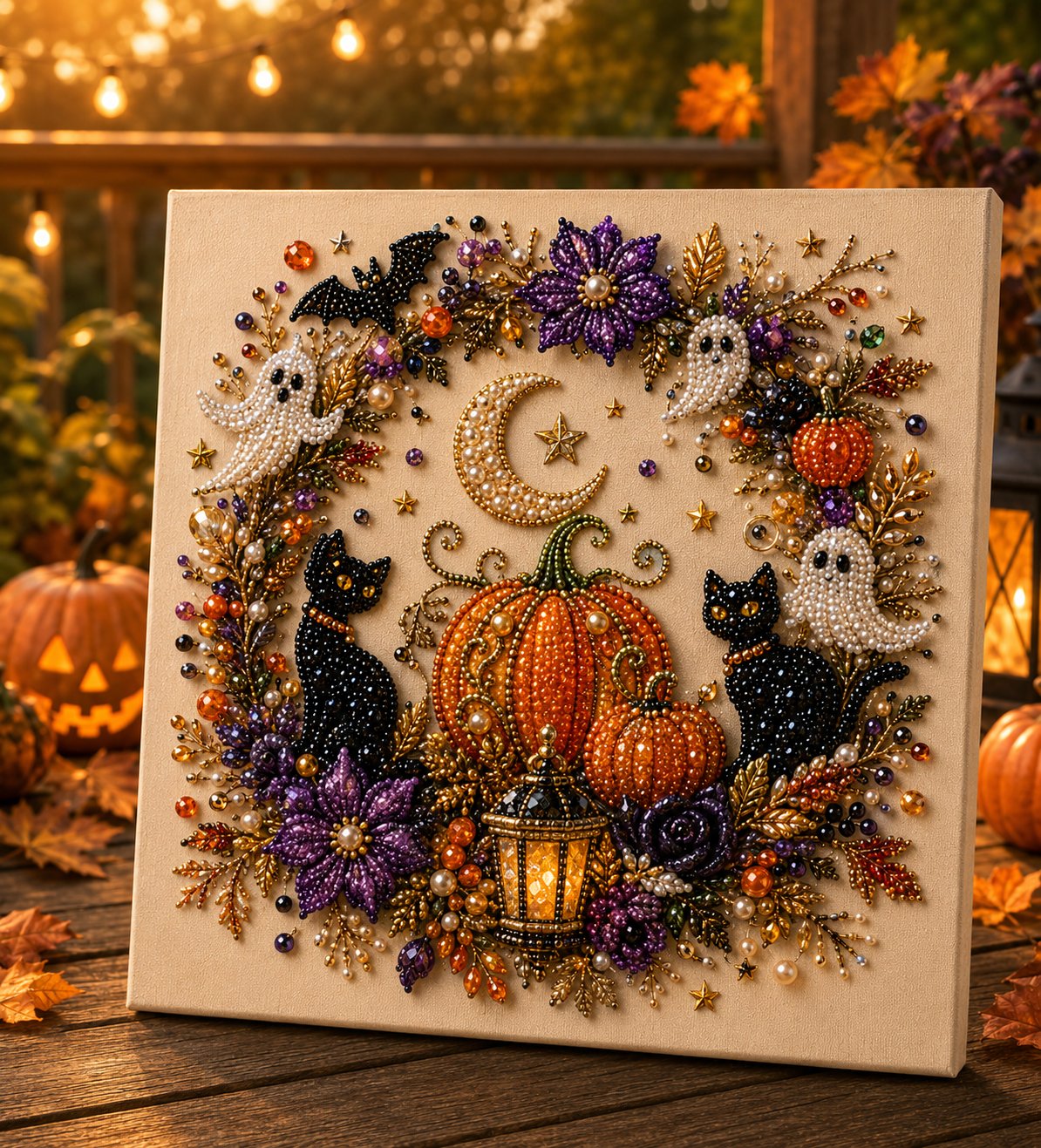 Halloween Ghost Pearl Art DIY Kit, Spooky Cute 3D Diamond Painting Crafts for Adults, DIY Fall Home Decor Wall Art, Beginner DIY Seasonal Party Gift
