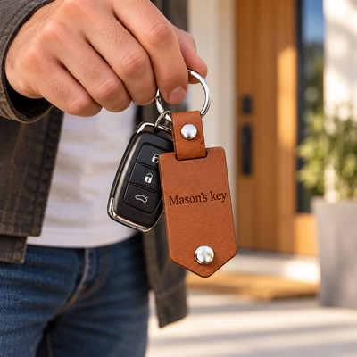 Personalized Photo Leather Keychain – Custom Picture Metal Tag with Engraved Text, Personalized Keepsake Gift for Couples & Loved Ones