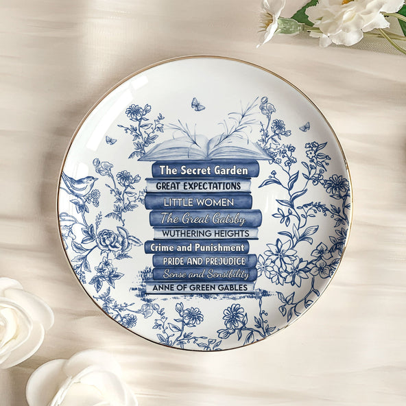 Bookshelf Chinoiserie Toile De Jouy - Personalized Jewelry Dish